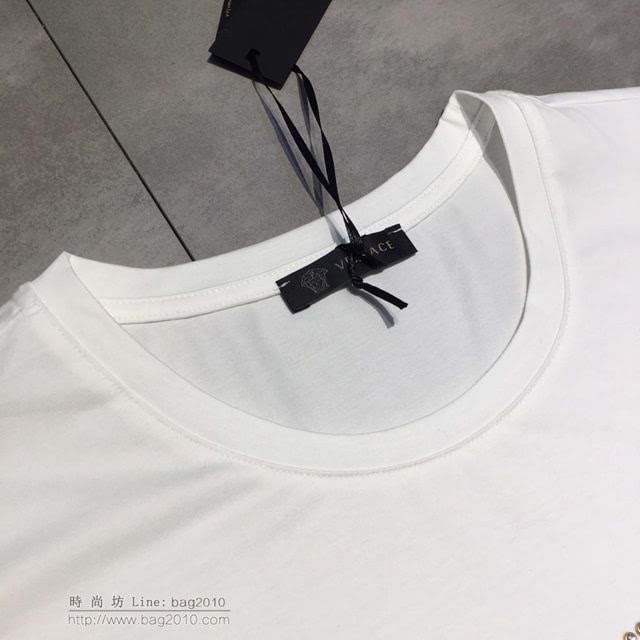 Versace短袖 19春夏新款 範思哲男士T恤 白色男短袖  tzy1773